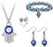 HSAJS Malocchio Collane Bracciali Set per Donna Uomo Turco Blue Eye Pendente Orecchino Hamsa di Fatima Protezione Bracciale Collana Portafortuna Parure Gioielli Occhio di Allah Anello