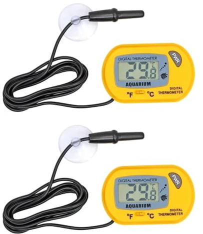 Fasizi Termómetro digital LCD para acuario, 2 unidades, color amarillo