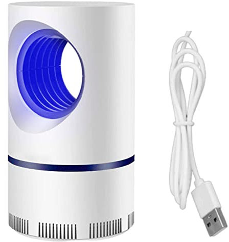 Tradineur - Lámpara antimosquitos 5 W, Cable USB, luz portátil atrapa Insectos, Trampa para Moscas, polillas, hogar, jardín, 21,4 x 12,2 cm, Color Aleatorio