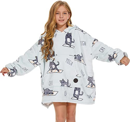 THREE POODLE Felpa Coperta Oversize Donna con Maniche e Cappuccio, Felpa Pile Giganti con Maniche