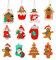 VEYLIN Lot de 12 décorations de Noël en forme de pain d'épices assorties Père Noël, bonhomme de neige, bonhomme de gingembre, figurines en argile avec cordes pour décorations de sapin de Noël