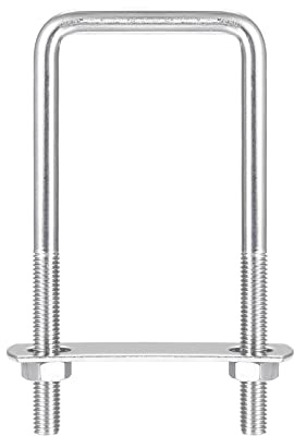sourcing map 2 Sätze Quadratische U Bolzen 52mm(2.05) Innenbreite 120mm Länge M8 304 Edelstahl U Klemmschraube mit Mutter und Platte für Bootsanhänger