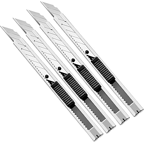 GUUZI 4pcs Cuchillo Utilitario Retráctil con Cuchilla a Presión de 30 Grados Cuchillo Cortador Bloqueable para Oficina de Trabajo Pesado, Hogar, Manualidades, Pasatiempo