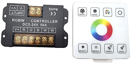 Vrabocry RGBWW LED Controller Universal Regler Touch Panel Fernbedienung RF DC 5-24V 10A*5(12V Max 600W,24V Max 1200W) Drahtlose Fernbedienung Abstand 20M Für 5050,2835,COB RGBW LED Streifen