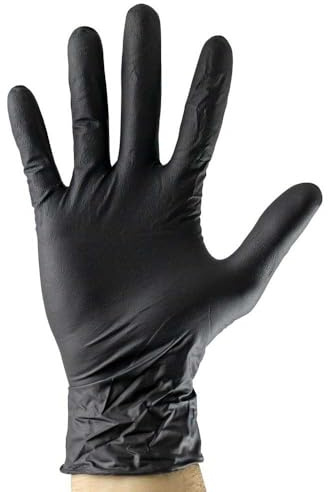 GUANTES NEGROS DESECHABLES DE NITRILO T:M 5MIL