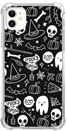 Cartoon Halloween Skull Star Pattern Phone Case Compatible with iPhone 12/iPhone 12 Pro, Cute Spooky Goth Cover for Men Girls Women Boys, Shockproof Protective TPU Case for iPhone 12/iPhone 12 Pro