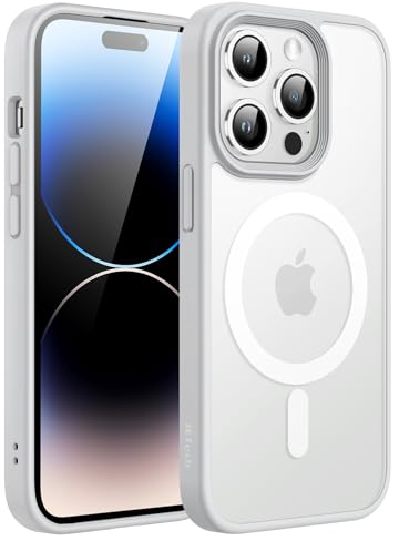 JETech Magnetic Case for iPhone 14 Pro Max 6.7-Inch Compatible with MagSafe, Translucent Matte Back Slim Shockproof Phone Cover (Grey)