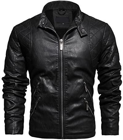 Giacca in Pelle Uomo Biker Regular Fit Vintage Giacca in Pelle Giubbotto Invernale Motociclista Marrone Leggera Giacca Invernale Aviatore Bomber Giacca Moto Elegante 4 Stagioni Giubbino Giubbotto Moto