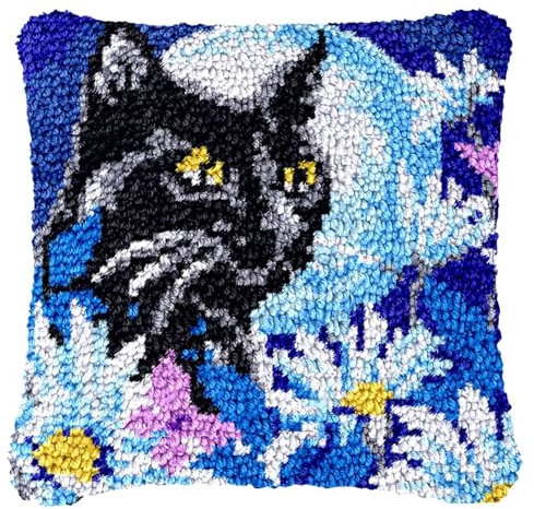 LDFHOIN Ensemble de coussins à crochet pour enfants et adultes, housse de coussin au crochet, kit de fabrication faite à la main, motifs animaux, kit de bricolage, cadeaux 43 x 43 cm