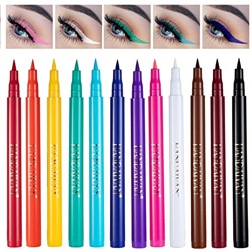 Natuce 12 Colores Waterproof Eyeliner,Líquido Mate Larga Duración EyeLiner,Delineador De Ojos Resistente Al Agua Y Antimanchas para Cosplay