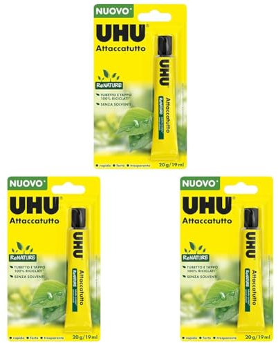 UHU Colla Attaccatutto senza solventi 20ml in blister (Confezione da 3)