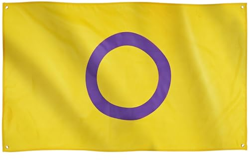 Runesol Bandiera Orgoglio Intersessuale, 91x152cm, 3ft x 5ft, 4 Occhielli, 1 Occhiello in Ogni Angolo, Bandiera Gay Pride, Bandiera LGBT+, Bandiera Orgoglio, Interno, Esterno, Colori Vividi