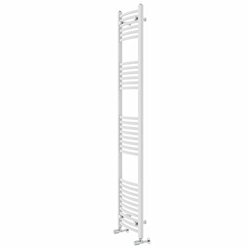 Warmehaus Contemporary Curved Bathroom Heated Towel Rail Radiator Rad 1800 x 400mm - White