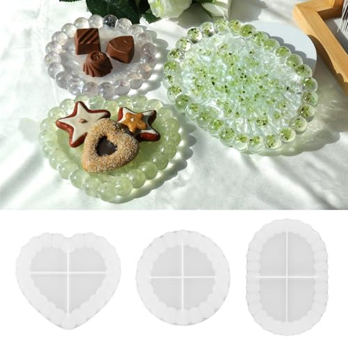 WIKIMO 3 Stück Silikonform Tablett, Silikonform Untersetzer, Silikonformen Gießformen Tablett, Epoxidharz Formen für Beton Gießform, DIY Bastelprojekte, Heimdekoration