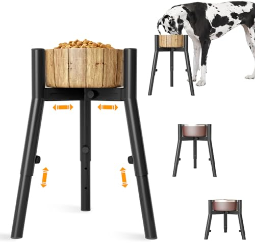SHAINFUN Raised Dog Bowl Stand for Medium/Large/XL Breeds, Metal Tall Food Stand, Adjustable Wide 7-10.7 Heights 9.8-13.4,Strong Round Tubes Elevated Feeder(Bowl Not Included)