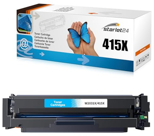Starlet24 1x 415X Cyan Toner Kompatibel Toner für HP 415X W2031X Mit Chip als Ersatz für Laserjet Pro MFP M479fdw M479fdn M479fdw M454dw M454dn