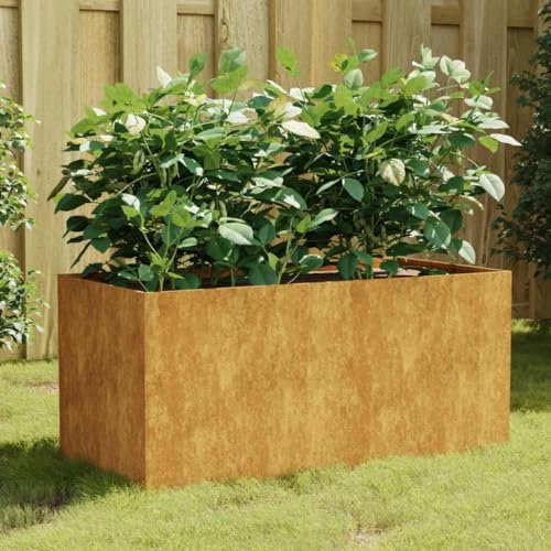 Homgoday Pot de fleurs en acier Corten 80 x 40 x 40 cm