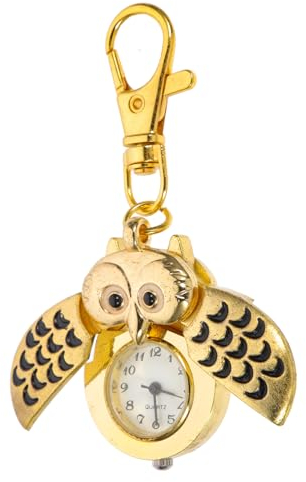 Yardenfun Eulen-Taschenuhr Schlüsselanhänger Cartoon-Eulenform Taschenuhr Eulen-Schlüsselanhänger für Männer und Frauen