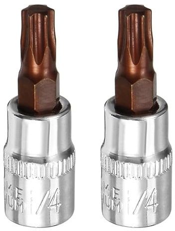 2PCS Juttzzei Torx Bit Socket, 1/4 Drive x T30 Torx Bits Socket, Premium S2 Alloy Steel 1/4 Allen Key Socket T30, T30 Torx Bit 1/4 Drive with 38mm Length for Ratchet Wrench, Slide Bar, Extension Rod
