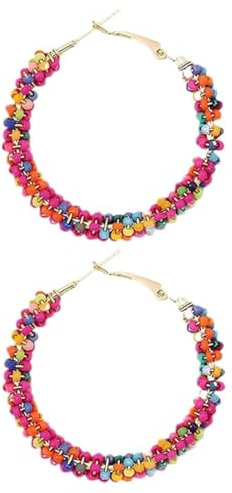 PYEUIFT Damen-Ohrringe mit Perlen in Kreisform, rund, mehrfarbig, Creolen zum Aufhängen, große Kreise, Tropfenohrringe, Schmuckohrringe für Frauen und Mädchen