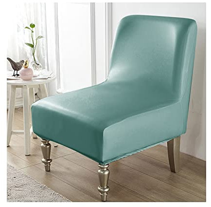 Mswborml PU Sesselhusse Ohne Armlehne, Moderne Sesselbezug Ohne Armlehnen Stretch Armlose, Weich Husse Überzug ​für Clubsessel Sofabezug Freizeit Sesselbezug Abnehmbare Husse für Cafe,Grün