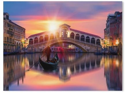 BEAYODKP Malen Nach Zahlen Kits,Gondel an der Rialto-Brücke in Venedig, Italien,Malen Nach Zahlen Für Erwachsene Und Kinder DIY Ölgemälde Geschenk-Kits（50x60cm） 19.6x23.6 Zoll-709