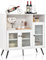 KOMFOTTEU Buffet Sideboard mit 3 Glastüren, Küchenschrank Holz Industrie-Stil, Aufbewahrungsschrank Küchenbuffet Holz, Buffetschrank für Esszimmer Wohnzimmer Küche 100x39,5x100 cm (Weiß)