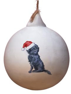 Image Industry Labradoodle Black Ceramic Bauble - Tree Decoration - Christmas Decorations Dog Gift - Dog Lovers