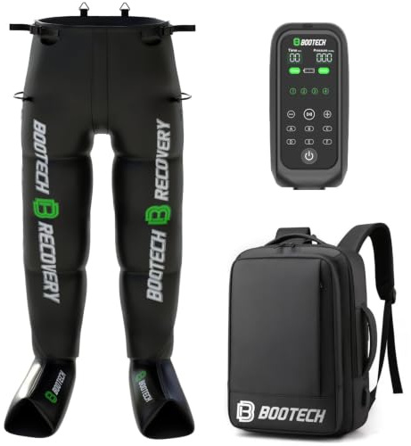 BOOTECH Premium-Pressotherapie, wiederaufladbar, für zu Hause, Massagegerät für müde Beine, verbessert die Durchblutung, Erholung der Muskulatur, Lymphdrainage, Cellulite, Automie, Akku, 5H