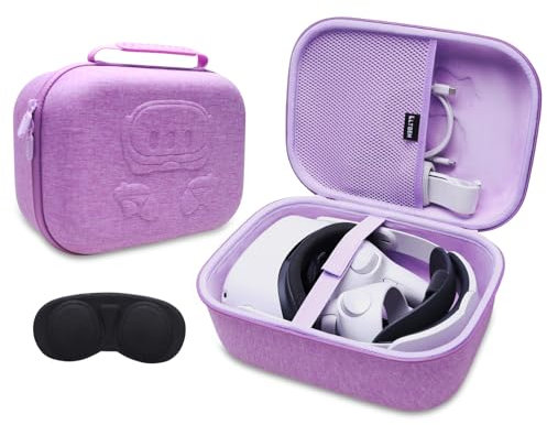 LTGEM VR Case Compatible with Oculus Meta Quest 3S / Quest 3 / Quest 5 Official Original/Elite Strap Version VR Headset and Touch Controller Accessories,Suitable for Travel and Home Storage(Purple)