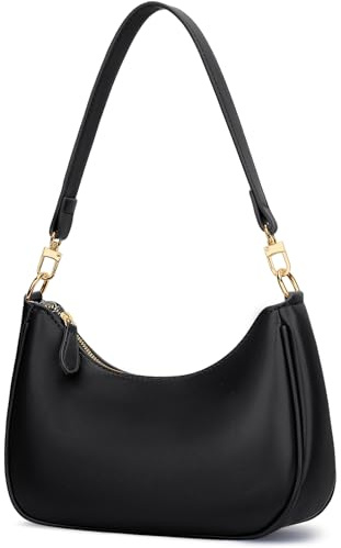 KKXIU Shoulder Bag for Women Cute Hobo and Tote Handbags Retro Clutch Underarm Purse with 2 Removable Straps (Black)