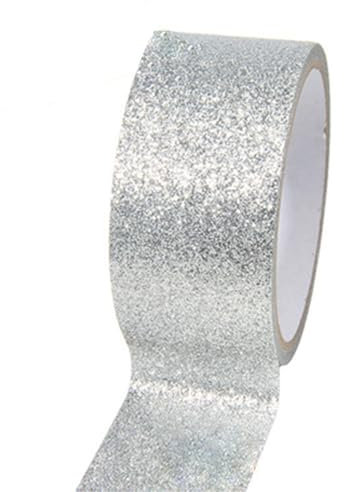 Aoktorkit 1 rouleau de ruban adhésif Washi à paillettes - 43 mm x 5 m - Pour loisirs créatifs, emballage - Argenté