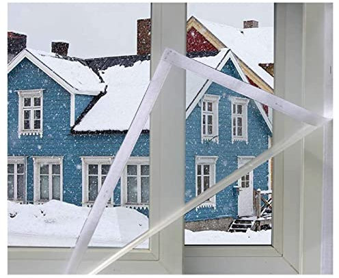 MNIHSFRTY Isolierfolie für Fenster, Selbstklebende statische Fensterfolie aus Glas, kältebeständige, transparente, verstellbare Kunststoffplane für Kinderzimmer, Arbeitszimmer (Farbe: klar,