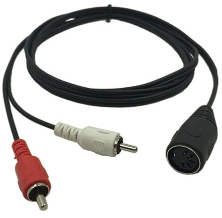 Cnrfeoap Cavo Stereo DIN Femmina 5-Pin a 2 Cavo Maschio, 150 cm, Compatibile con Dispositivi Stereo e Giradischi