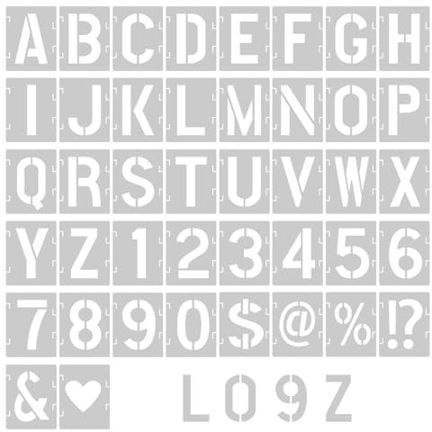 4 Inch Letter and Number Stencils 42Pcs Reusable Alphabet Templates Plastic Letter Stencil Kit Large Number & Letter Stencils for Painting Walls, Spray Paint, Wood, Rock, Sign, DIY Art Projects