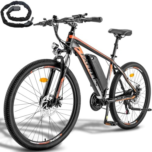 Fafrees Bicicletta Elettrica 26 Bici Elettrica Mountain Bike 21 Velocità Batteria Rimovibile 36V13Ah EBike Uomo Donna Adulti, Freni a Disco Meccanici, Autonomia di 80-100km, Nero, con Lucchetto