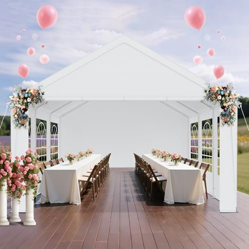 ACXIN Tente de réception, 4 x 6 m, avec bâche en polyéthylène, 170 g/m², imperméable, avec panneaux latéraux et cadre en acier, tente de mariage, tente de jardin, pergola, pour mariage et événements