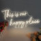 This is Our Happy Place Neonschilder Warmweißes LED-Neonschild ästhetische Raumdekoration für Teen-Mädchen Glücklicher Ort Licht für Schlafzimmer Salon Hochzeit Verlobungsparty