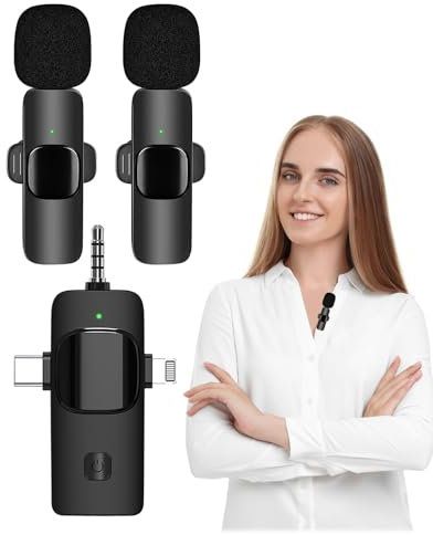 NIRJIK Microfono Lavaliere Senza Fili – Microfono Plug-Play Bluetooth Con Riduzione Del Rumore, Ottimo per Ios/Android/Pc/Laptop, Registrazione, Live Streaming