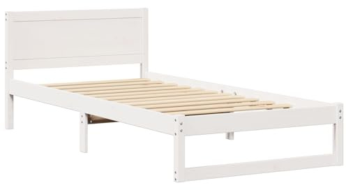 vidaXL Minimalistisches Bettgestell Einzelgröße Weiß Massivkiefer Robuste Konstruktion Mit Stauraum Ideal Für Schlafzimmermöbel Design Elegant Kompakt
