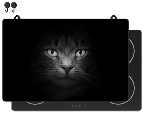 KitchyMist Copri Piano Cottura Induzione Gatto - 80x52 cm - Cucina Coprifornelli Protezione - Tappetino Protettivo per Induzione - Pannello Paraschizzi Cucina