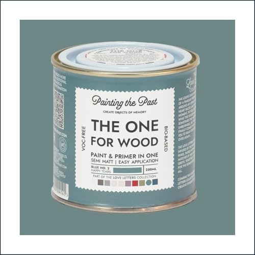The One for Wood Paint & Primer 250ml Blue No. 2 Happy Tears | Semi Matt Finish, Bio-Based & VOC-Free Formula for Wooden Furniture & Surfaces | Durable & Easy Indoor Home Decorating