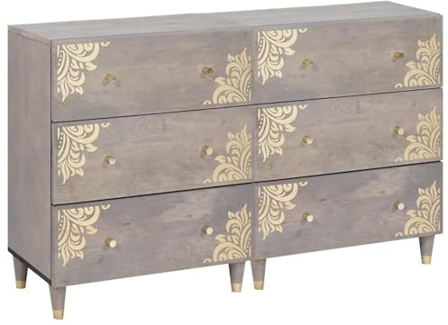 Tidyard Sideboard 2 pcs Grau 60 x 33.5 x 75 cm Massivholz Mango, Küchenbuffet Stauraum Schrank Aufbewahrungsregal für Küche Esszimmer Wohnbereich3310151