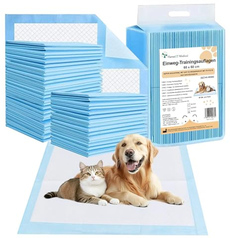 40 Stück Welpen PIPI Matten für Hunde - 60×60cm Hundetrainingsunterlagen mit 5-lagigem Auslaufschutz, Schnellsaugend & Anti-Durchfeuchtung, Geeignet für Hunde Aller Altersstufen