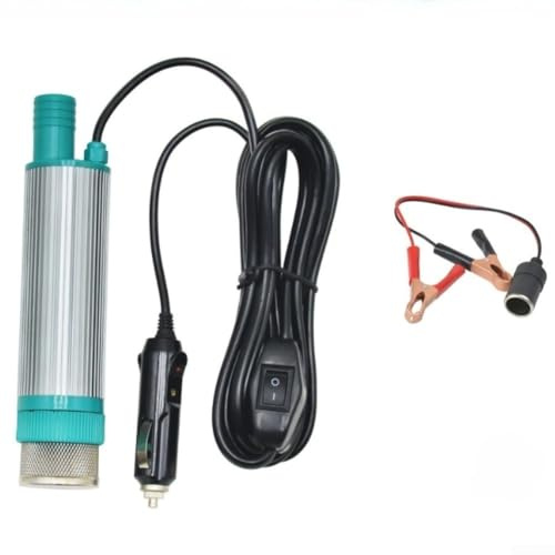 Fauhapyway Bomba de transferencia diésel eléctrica portátil de 12 V 24 V sumergible con cuerpo de acero inoxidable y filtro inferior para bombear agua, diésel y otros líquidos (24 V)