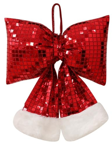 Fiocchi Natalizi Glitterati, Riutilizzabile Fiocco Decorazioni Albero di Natale, Fiocchi Appendere Ornamento per Porta, per la Casa, per Feste e Matrimoni, Scale, Fattoria, Festival, Finestre
