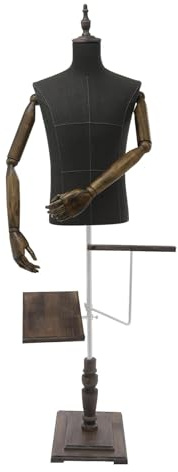 Schneiderpuppe Männlich Schaufensterpuppe Mannequin 135-180cm Höhenverstellbarer Schneiderbüste Körper-Torso Mann Kleiderpuppe mit Hosenablage+Schuhablage für Kleidung Ausstellen und Nähen
