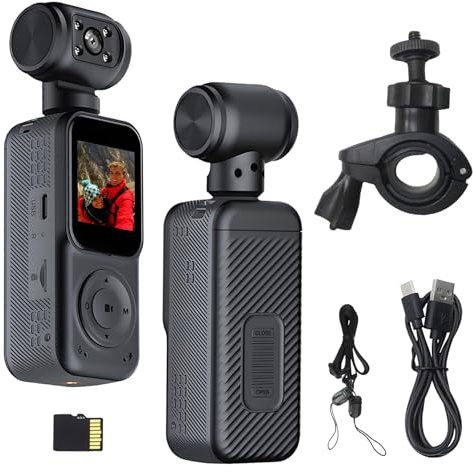 ZeiLaBang Kakadi 2K Bodycam Körperkamera,32 GB Vlogging-Kamera mit 180° Drehbares Objektiv,Kleine Videokamera WiFi für Fotografie,Mini Bodycam Körperkamera,Tragbare Kabellose Actionkamera für Outdoor