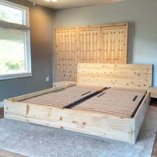Geborgenschlafen Freya Schlafzimmer Komplett Set 180x200 cm | Zirbenholz-Set mit 3 türigem Schiebetürschrank 250 cm | 2X metallfreie Lattenroste & 2 Nachttische | inklusive Montage & Aufbauanleitung