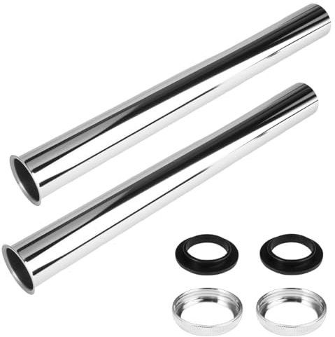 Tauchrohr Siphon, 2 Stück, 30 cm, Edelstahl, Silber | Siphon Verlängerung, Universal Siphon Rohr, Mit Mutter und Abgedichtete Gummidichtung
